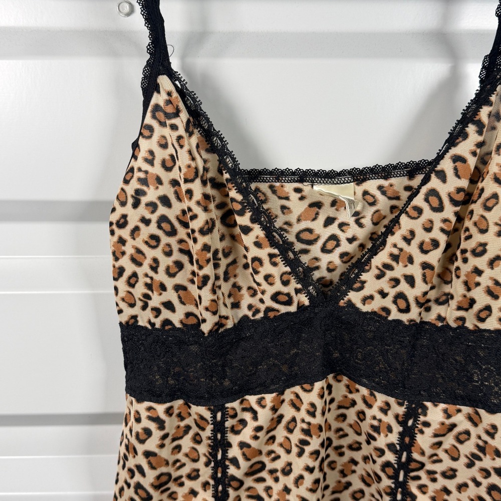 Rosalie Leopard Print Lace Trim Slip Dress Womens Medium Y2K Grunge Animal Print - Picture 2 of 6